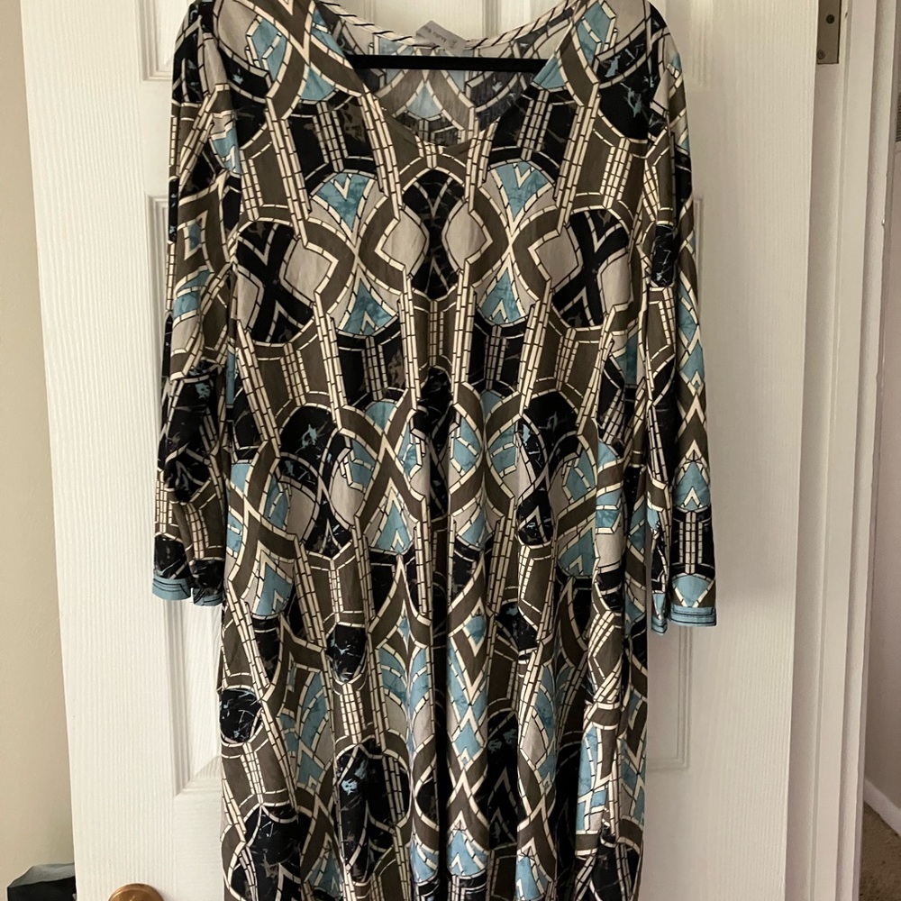 Honeyme Black and Blue Geometric Dress